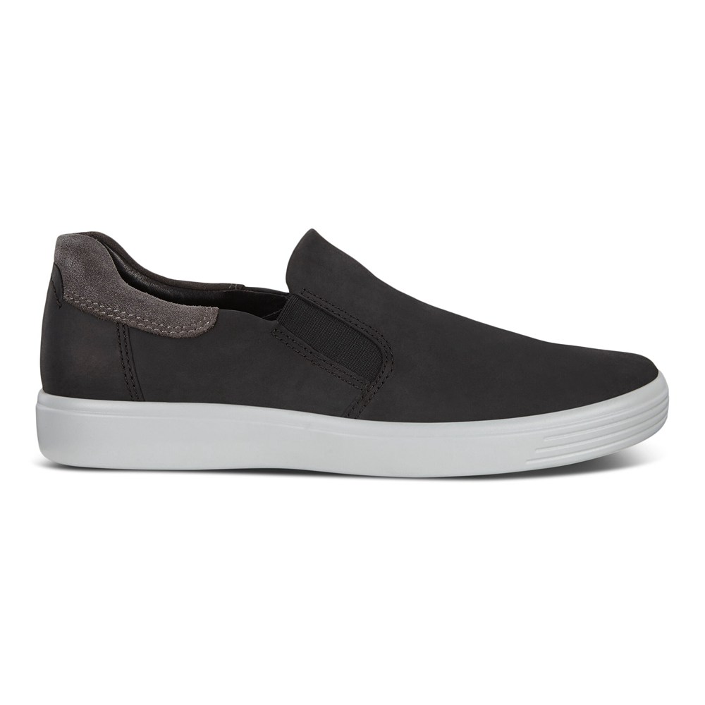 ECCO Mens Slip On Black - Soft 7 Sneakerss - FDN-872354